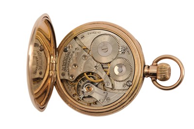 Lot 215 - WALTHAM. A GOLD PLATED POCKET WATCH. Case...