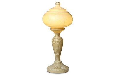 Lot 33 - AN OPALINE GLASS TABLE LAMP. Early 20th...