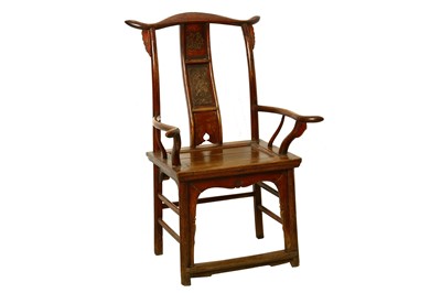 Lot 105 - A CHINESE ELM ARM CHAIR.  Qing dynasty, late...