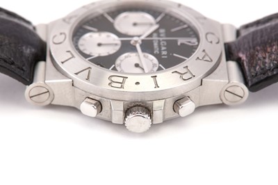 Lot 299 - BVLGARI. A GENTS STAINLESS STEEL CHRONOGRAPH...