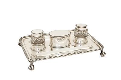 Lot 274 - A George V sterling silver inkstand, London...