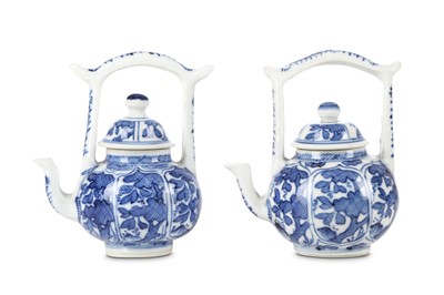 Lot 30 - A PAIR OF CHINESE BLUE AND WHITE TEAPOTS AND...