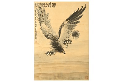 Lot 479 - A CHINESE PAINTING OF AN EAGLE. Hanging scroll,...