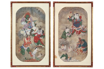Lot 468 - TWO CHINESE BUDDHIST PAINTINGS OF HELL. Qing...