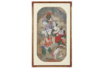 Lot 468 - TWO CHINESE BUDDHIST PAINTINGS OF HELL. Qing...