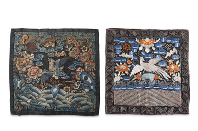 Lot 8 - FOUR CHINESE EMBROIDERED SILK RANK BADGES,...