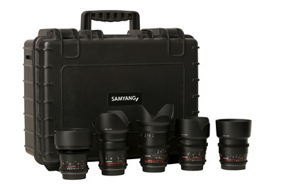 Lot 84 - Samyang 5 Piece VDSLR Cine Lens Set Canon EF...