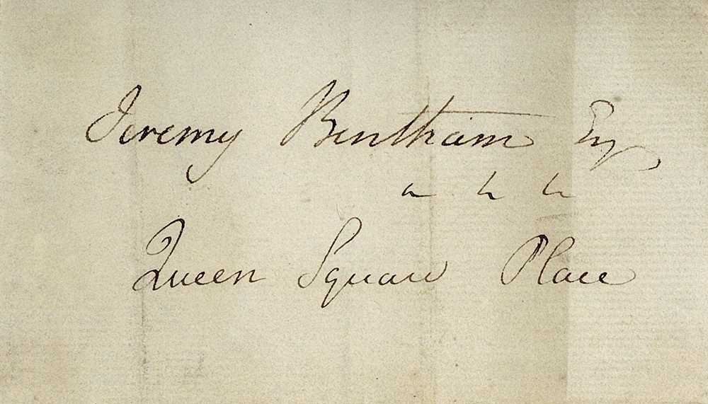 Lot 186 - Bentham (Jeremy) Autograph ‘Jeremy Bentham Esq....