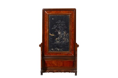 Lot 418 - A CHINESE MOTHER-OF-PEARL INLAID BLACK LACQUER...