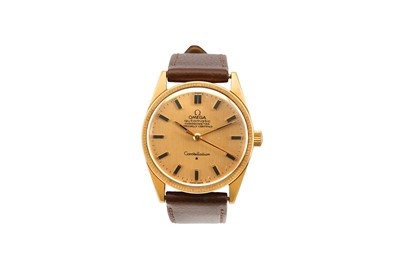 Lot 300 - OMEGA. A GENTS 18K YELLOW GOLD AUTOMATIC...