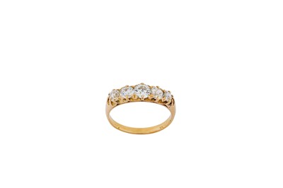 Lot 46 - A diamond five-stone ring Set with a row of...