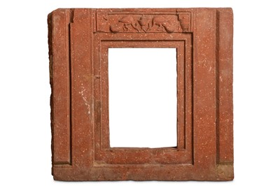 Lot 312 - A RED SANDSTONE WINDOW WITH ORNAMENTAL FRIEZE...