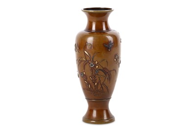 Lot 156 - A JAPANESE BRONZE INLAID VASE. Meiji period....