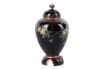 Lot 159 - A JAPANESE CLOISONNE VASE AND COVER. Meiji...