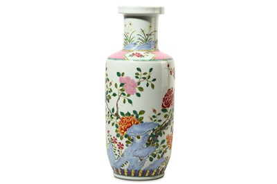 Lot 389 - A CHINESE FAMILLE ROSE ROULEAU 'FLOWERS' VASE....
