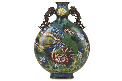 Lot 210 - A CHINESE CLOISONNE ENAMEL 'PHOENIX' MOON...