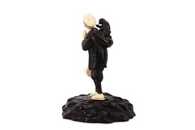 Lot 187 - A JAPANESE BRONZE AND IVORY FIGURE OF A MONKEY...