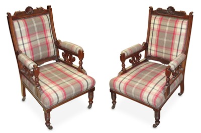 Lot 779 - A pair of late Victorian walnut ladies and...