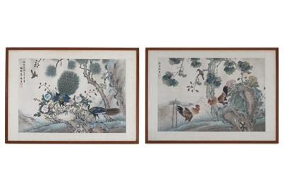 Lot 62 - A PAIR OF CHINESE BIRD AND FLOWER PAINTINGS....