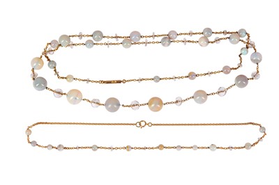 Lot 7 - Two opal bead necklaces, Of varying lengths,...