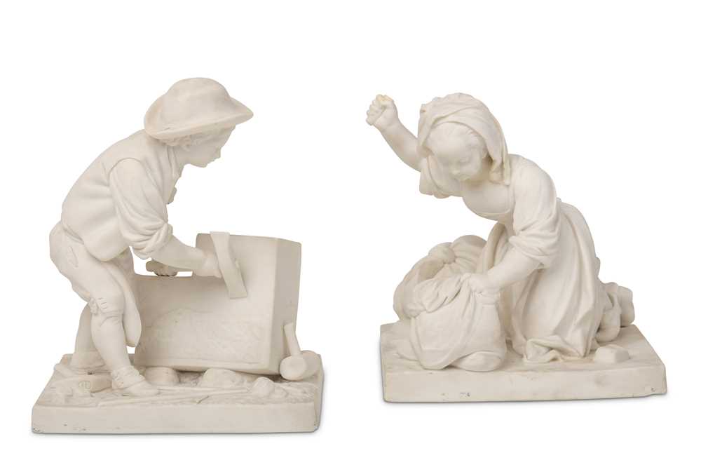 Lot 28 - TWO SEVRES BISCUIT FIGURES OF 'LE TAILLEUR DE...