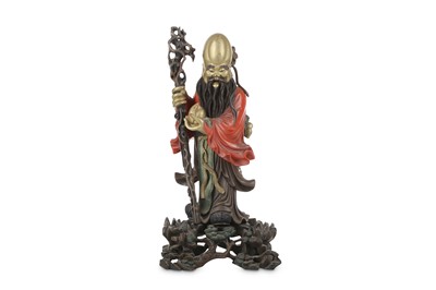 Lot 382 - A CHINESE FUJIANESE LACQUER FIGURE OF SHOULAO....