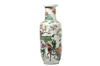 Lot 10 - A CHINESE FAMILLE ROSE ROULEAU VASE. Qing...