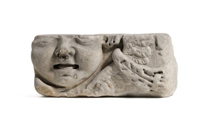 Lot 136 - A MARBLE ARCHITECTURAL FRAGMENT  A palimpsest...