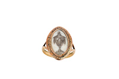 Lot 4 - A mourning ring, circa 1785 The navette-shaped...