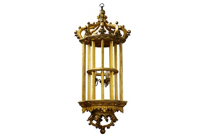 Lot 659 - A large carved giltwood hanging lantern, with...