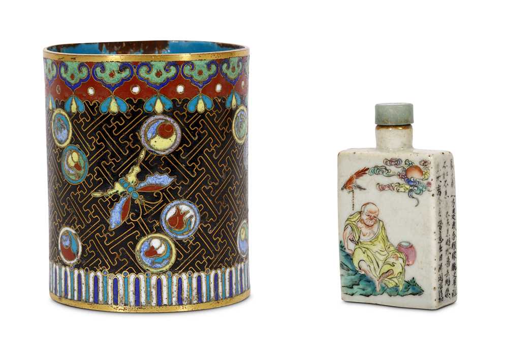 Lot 314 - A CHINESE CLOISONNE ENAMEL BRUSH POT, BITONG....