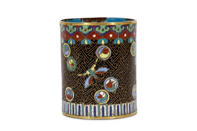 Lot 314 - A CHINESE CLOISONNE ENAMEL BRUSH POT, BITONG....
