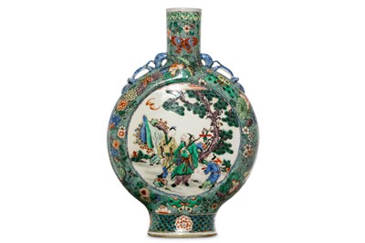 Lot 15 - A CHINESE FAMILLE VERTE MOON FLASK. Of...