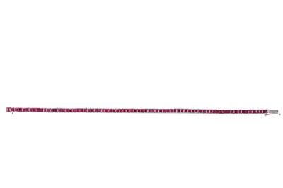 Lot 222 - A ruby line bracelet The articulated bracelet...