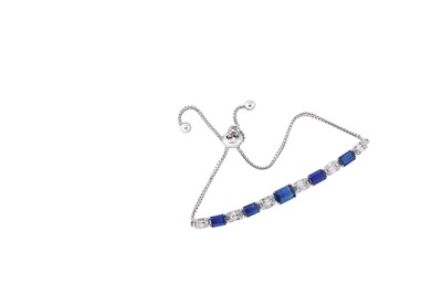 Lot 100 - A sapphire and diamond bracelet  The graduated...