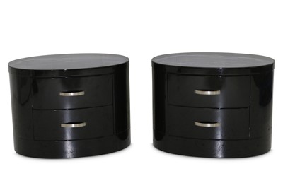 Lot 161 - A pair of contemporary black lacquered two...