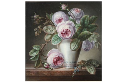 Lot 170 - CONTINENTAL SCHOOL (19TH CENTURY) Pink peonies...