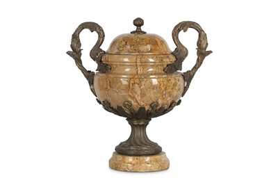 Lot 119 - A LOUIS XV STYLE MARBLE AND BRONZE URN AND...