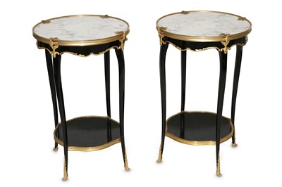 Lot 783 - A pair of circular marble top side tables in...