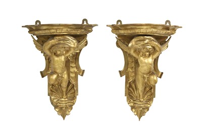 Lot 133 - A PAIR OF LATE 19TH CENTURY GILTWOOD WALL...