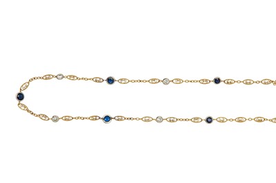 Lot 229 - A sapphire and diamond necklace The fancy-link...