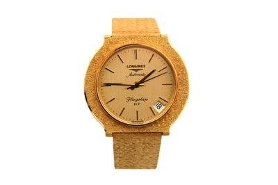 Lot 3 - LONGINES. A MENS 18K YELLOW GOLD AUTOMATIC ...