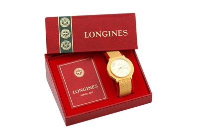 Lot 3 - LONGINES. A MENS 18K YELLOW GOLD AUTOMATIC ...