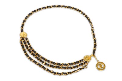Lot 114 - Chanel Chain and Leather Belt, c.1984, gold...