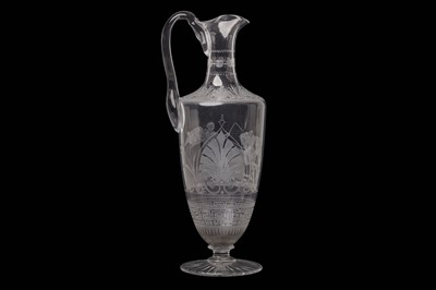 Lot 41 - A FINE ENGRAVED GLASS EWER, circa 1870,...