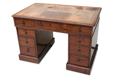 Lot 805 - A Victorian mahogany pedestal desk, with a...