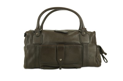 Lot 447 - Tod's Brown Leather Bowling Bag, silver tone...