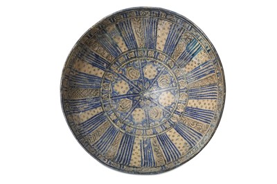 Lot 216 - A PANEL-STYLE POTTERY BOWL Possibly Kashan,...