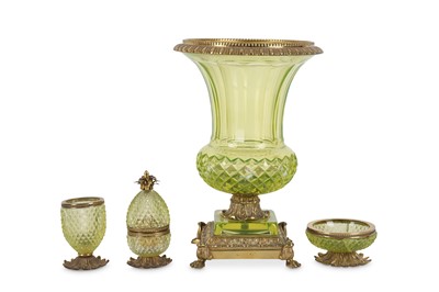 Lot 176 - Four uranium glass items, including a cut...