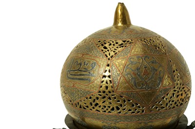Lot 101 - A MAMLUK-REVIVAL DAMASCUS WARE INCENSE BURNER...